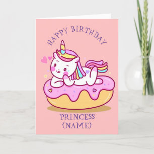 Princess Birthday Cute Unicorn Card