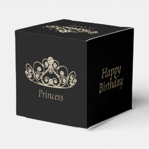 Princess Birthday Design - Gold Tiara Crown Favour Box
