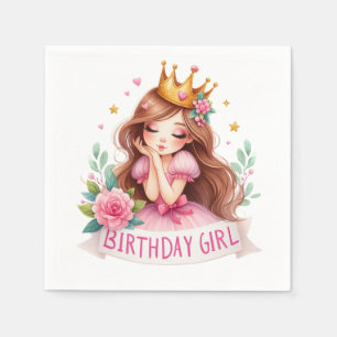 Princess Birthday Girl Crown Napkin