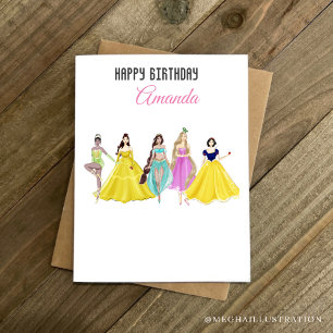 princess, birthday, holiday card