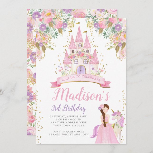 Princess Birthday Invitation (Front/Back)