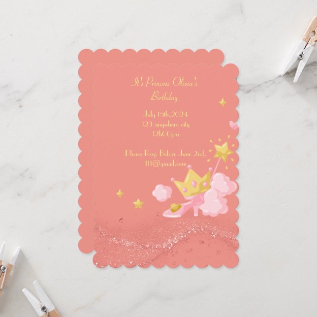 PRINCESS BIRTHDAY INVITATION (Front/Back In Situ)
