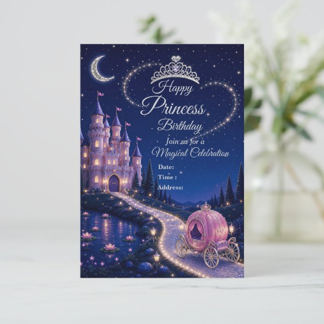 Princess Birthday Invitation | Magical Castle Part (Standing Front)