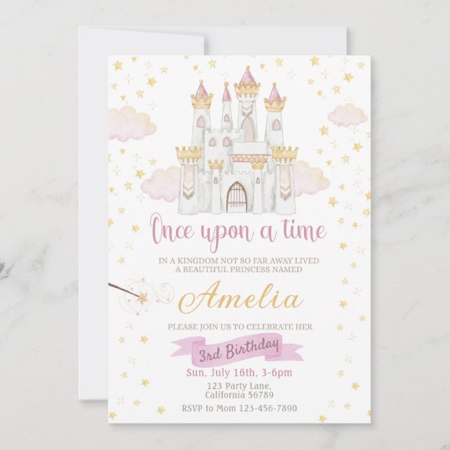 Princess Birthday Invitation Once Upon a Time (Front)