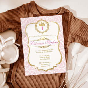 Princess Birthday Invitation Pink & Gold