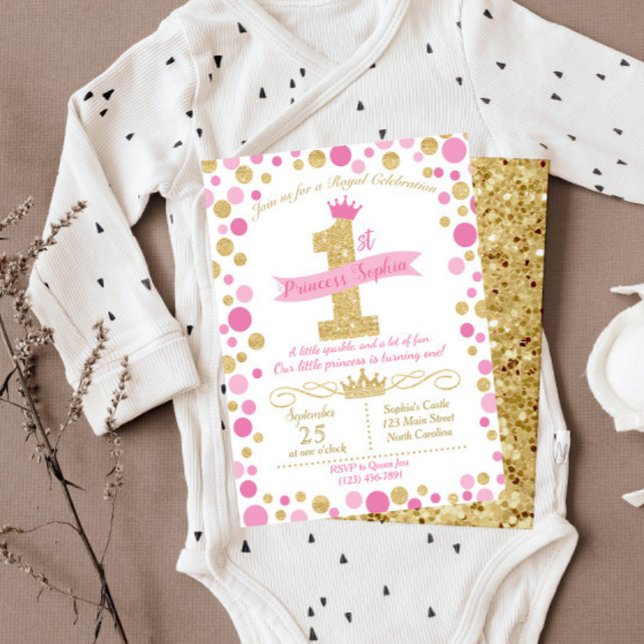 Princess Birthday Invitation Pink & Gold (Creator Uploaded)