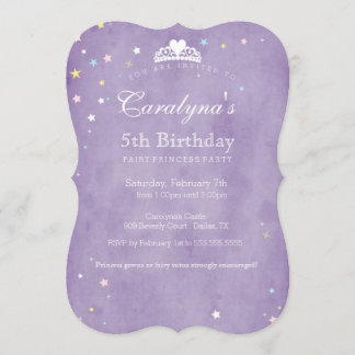 Princess Birthday Invitation Purple Fairy Dust