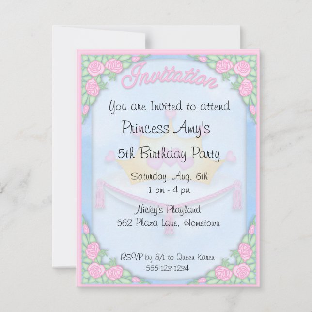 PRINCESS Birthday Invitations Announcements (Front)