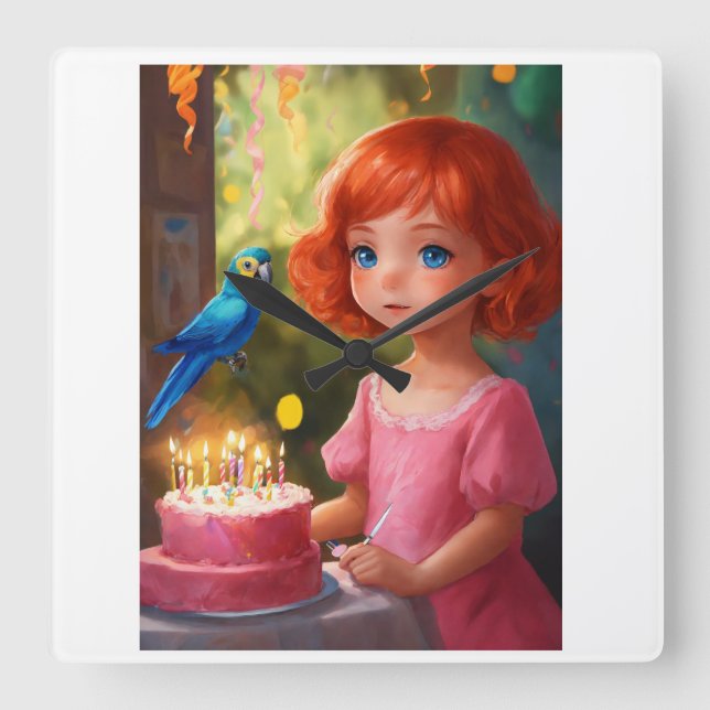Princess Birthday Magic Square Wall Clock (Front)