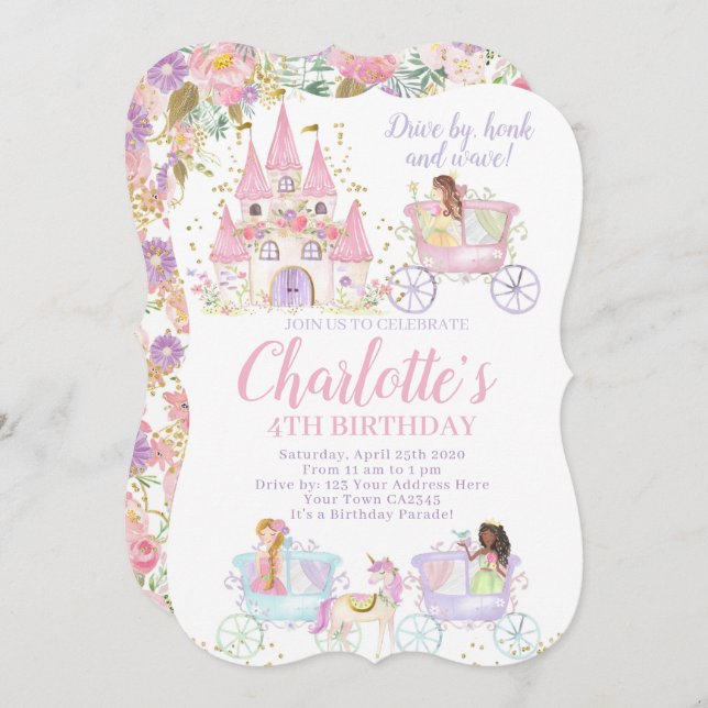 Princess Birthday Parade Invitation (Front/Back)