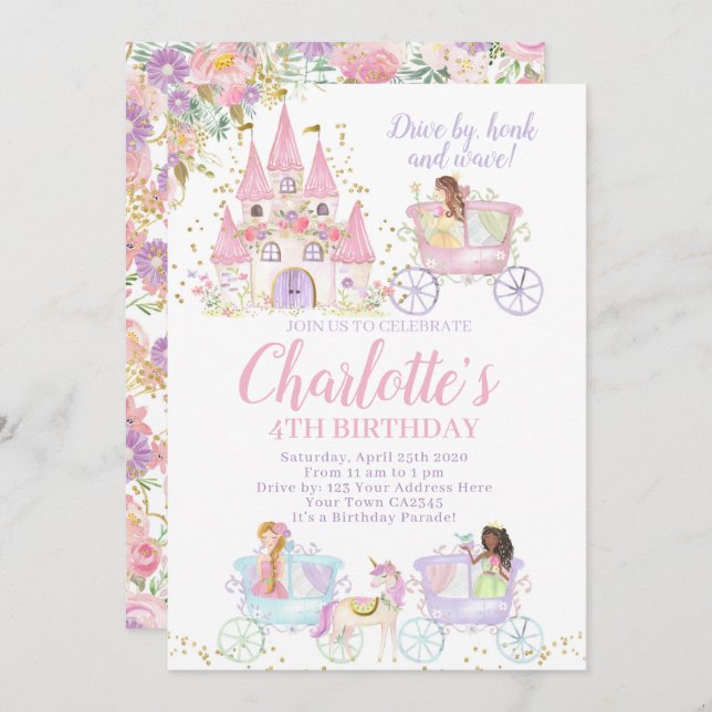 Princess Birthday Parade Invitation (Front/Back)