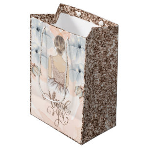 Princess Birthday Party Beige glitter Medium Gift Bag