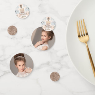 Princess Birthday Party Beige glitter Photo Confetti