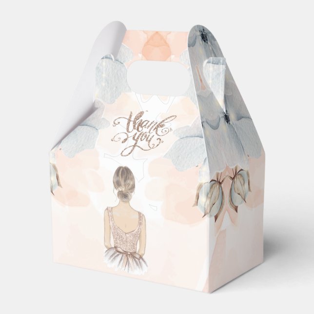 Princess Birthday Party Beige glitter Thank you Favour Box (Front Side)