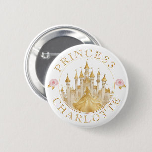 Princess Birthday Party Button - Pink and Gold