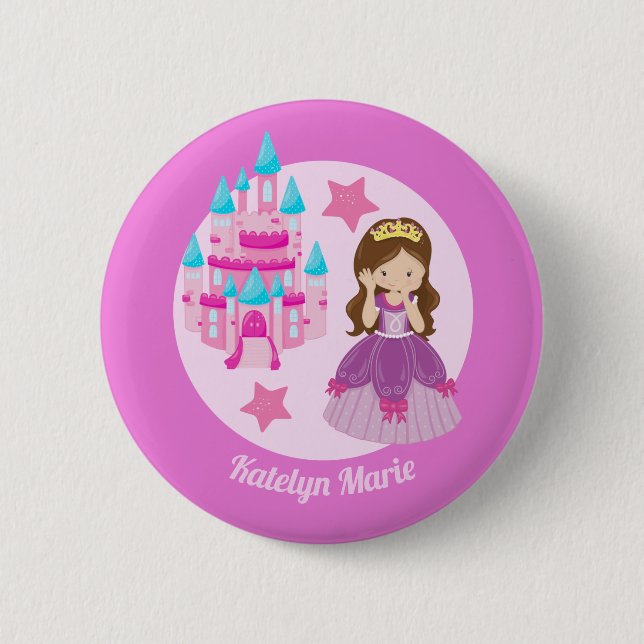 Princess Birthday Party Cute Childrens Pink Custom 6 Cm Round Badge (Front)