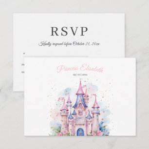Princess Birthday Party Fairytale Castle Pink Girl RSVP Card