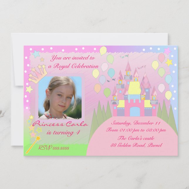 Princess Birthday Party Invitation (Front)