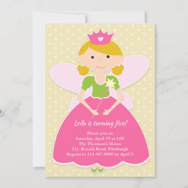 Princess Birthday Party Invitation (Front)