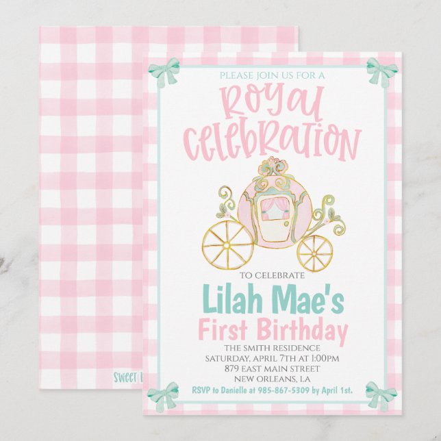 Princess Birthday Party Invitation (Front/Back)