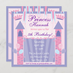 Princess Birthday Party Invitation Castle
