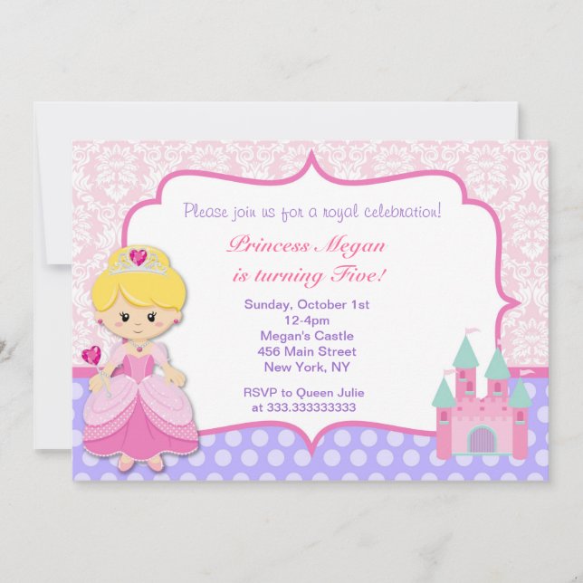 Princess Birthday Party Invitations (Front)