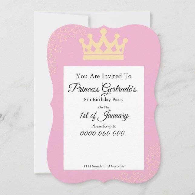 Princess Birthday Party Invite (Front)