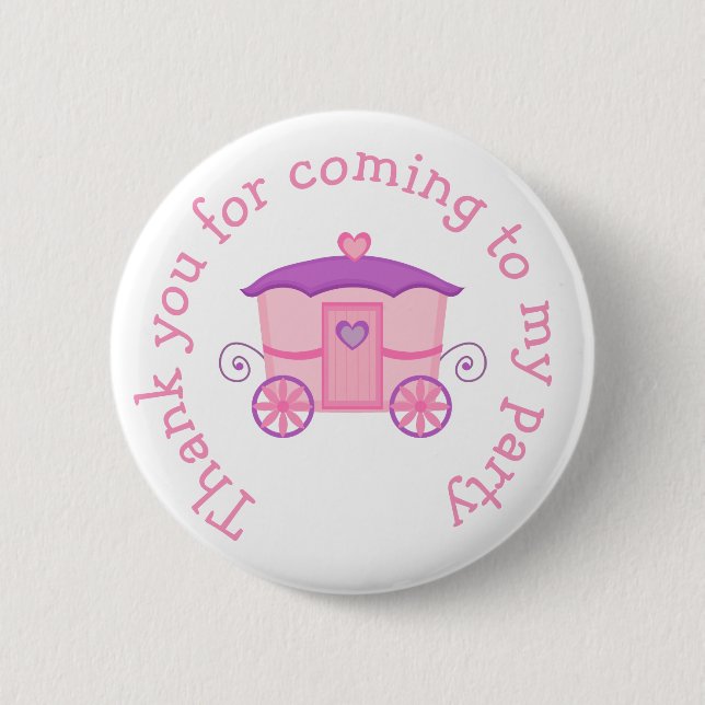 Princess Birthday Party Pink and Purple 6 Cm Round Badge (Front)