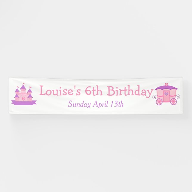 Princess Birthday Party Pink and Purple Banner (Horizontal)
