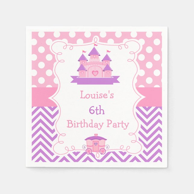 Princess Birthday Party Pink and Purple Napkin (Front)