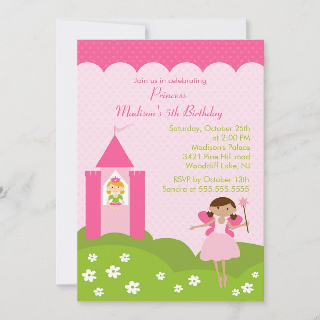 Princess Birthday Party Pretty In Pink Invitation (Front)