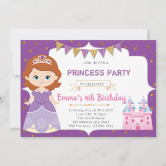 Princess Birthday purple Party Invitation