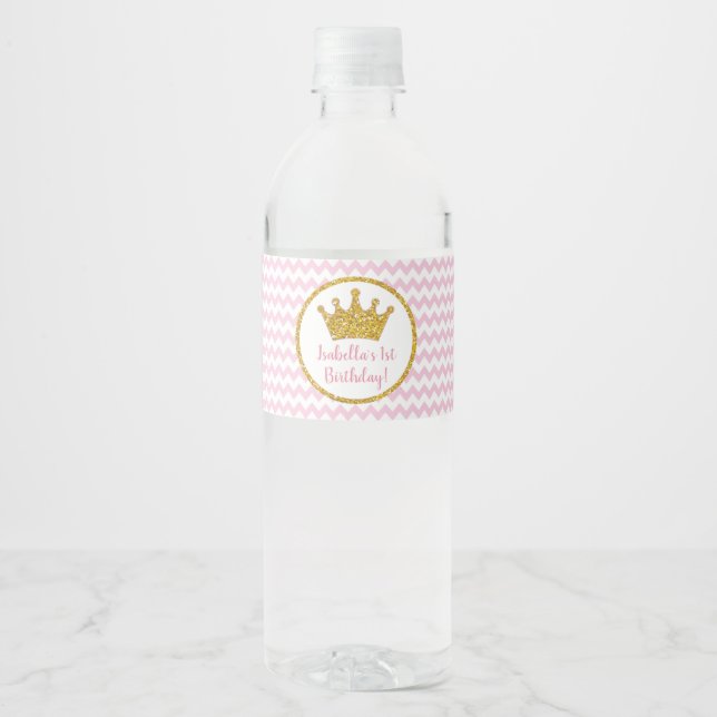 Princess Birthday Water Bottle Labels (Front)