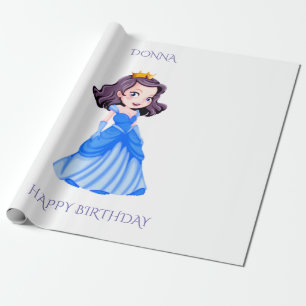 Princess birthday wrapping paper. Custom name. Paper