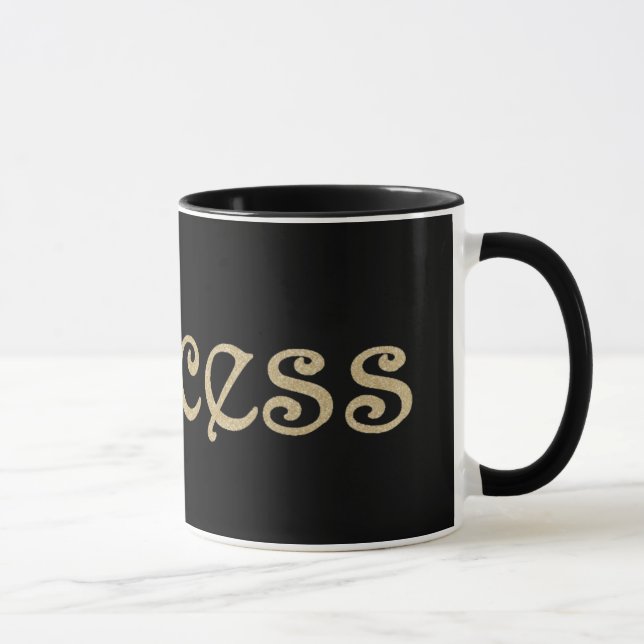 Princess Black and Gold Personalised Mug (Right)