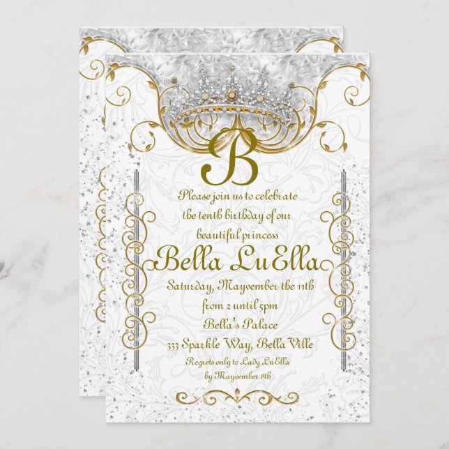Princess Bling Diamond Party Invitations (Front/Back)