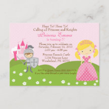 Princess (blonde) and Knight birthday invitation