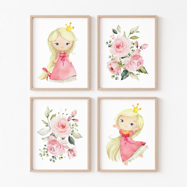 Princess, Blonde Hair, Pink Flowers, Girl Nursery (Creator Uploaded)