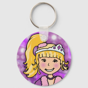 Princess blonde hair purple keychain