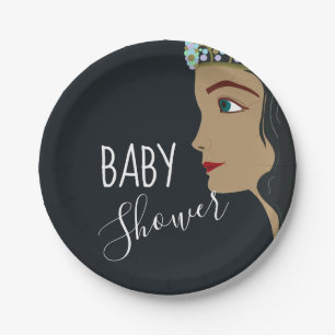 Princess Blue Baby Shower Paper Plate