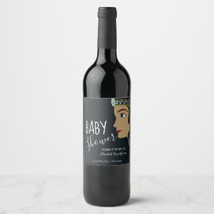 Princess Blue Baby Shower Wine Label