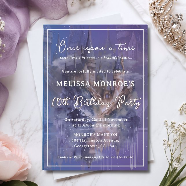 Princess Blue Castle Birthday Invitation (Creator Uploaded)