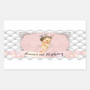 Princess Blush Pink Diamonds Pearls Rectangular Sticker