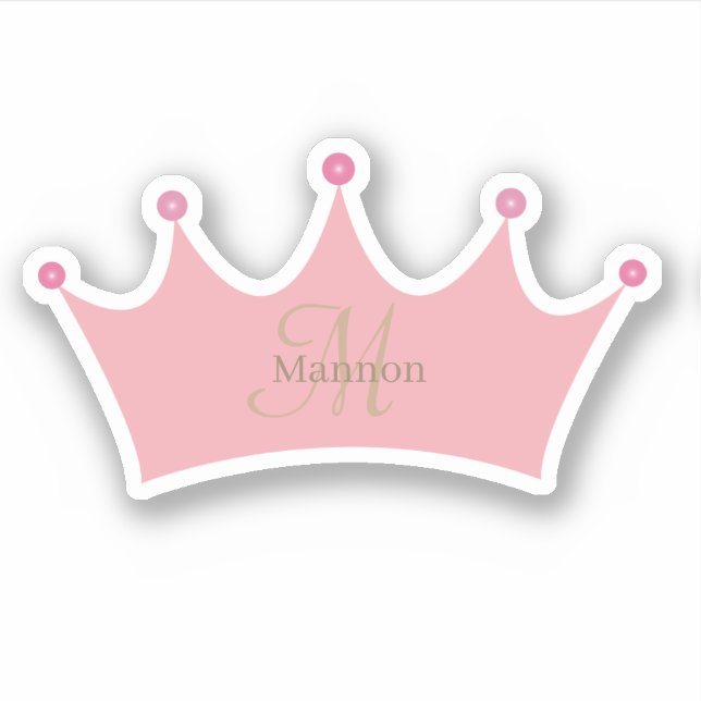 Princess Blush Pink Gold Crown Tiara Monogram (Front)
