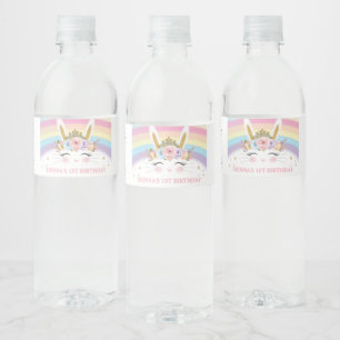 Princess Bunny Rabbit Birthday Party Favor Water Bottle Label