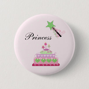 Princess Cake and Green Wand 6 Cm Round Badge