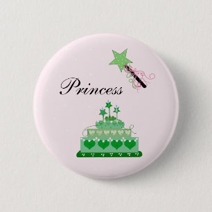 Princess Cake and Green Wand 6 Cm Round Badge