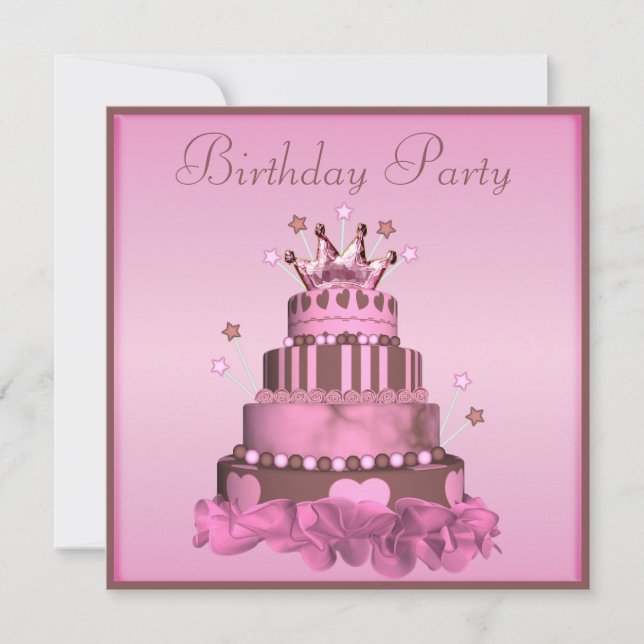 Princess Cake Birthday Party Invitation (Front)