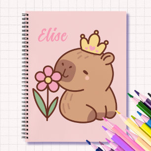 Princess capybara Cartoon pink girly personalised Notebook