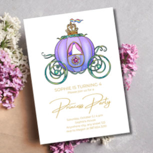 Princess Carriage Birthday Fairytale Royal Girls Invitation